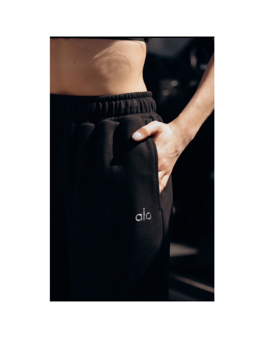 Alo Yoga Eşofman ''Unisex Siyah Geniş Paça Şardonsuz''